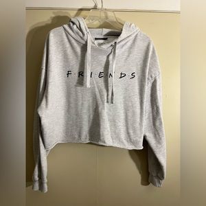 Friends Cropped Pullover Hoodie - Gray